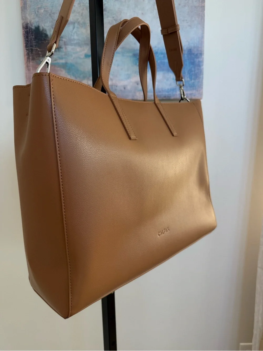 CALPAK Haven 16 Laptop Tote Bag Toffee Brown Tan Work Travel Commuter Office